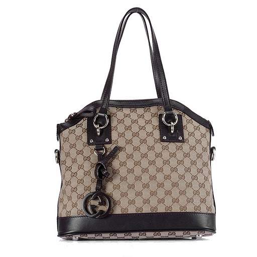 1:1 Gucci 247279 Gucci Charm Medium Top Bags-Coffee Fabric - Click Image to Close